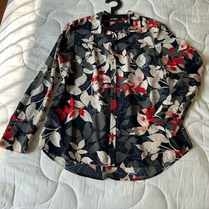 RW&Co. Floral Women's Blouse - Red  Black White